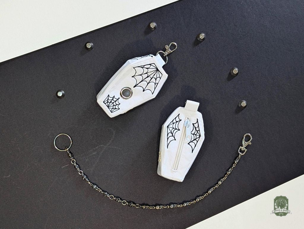 The Ghost Coffin | White with Black Spiderwebs | Poo Bag Holder