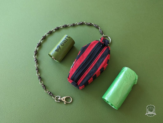 coffin poop bag dispenser red black stripes