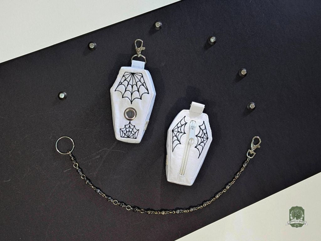 The Ghost Coffin | White with Black Spiderwebs | Poo Bag Holder