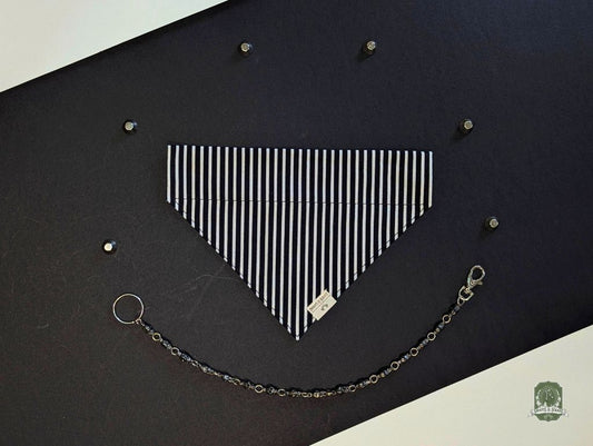 Jack Skelly | Black & White Stripes | Slide On Collar Bandana