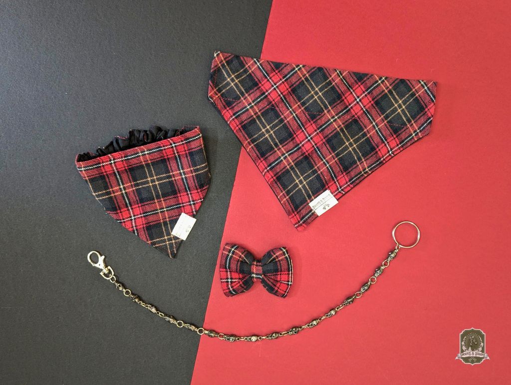 Red Cherry Tartan | Elastic Dog Bandana