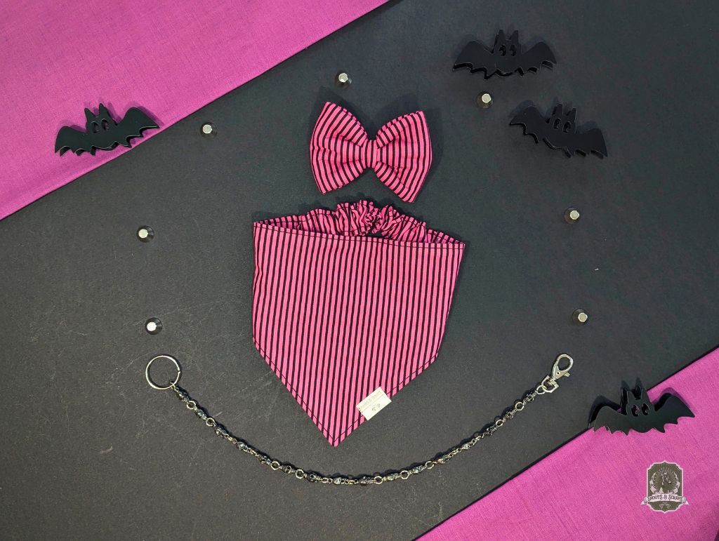 Pink & Black Stripes | Pet Bow Tie