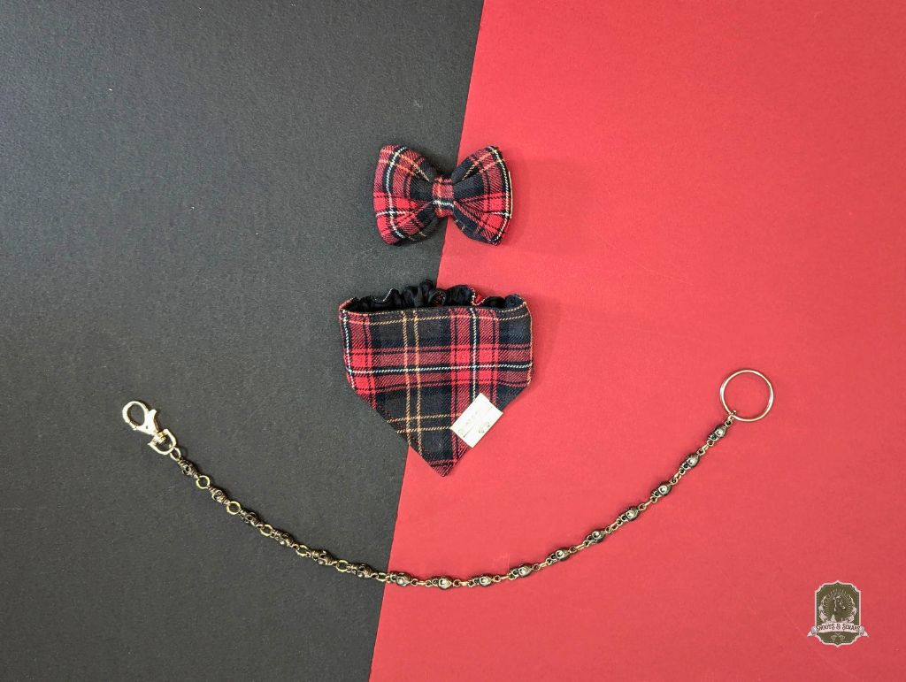 Red Cherry Tartan | Elastic Dog Bandana