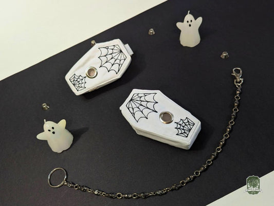 The Ghost Coffin | White with Black Spiderwebs | Poo Bag Holder