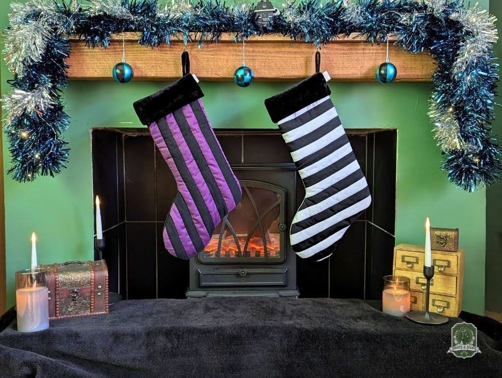 Black & White Quilted Gothmas Stocking | Halloween & Christmas Stocking