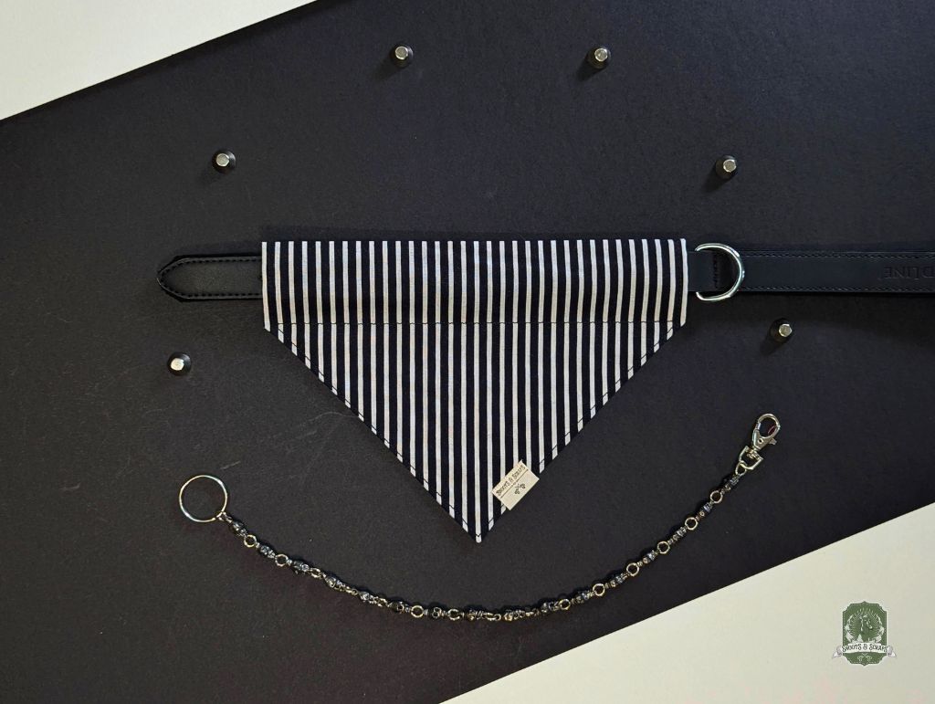 Jack Skelly | Black & White Stripes | Slide On Collar Bandana