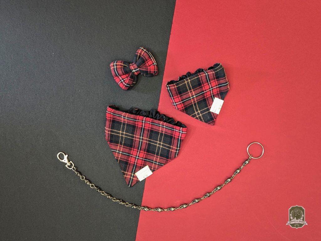 Red Cherry Tartan | Elastic Dog Bandana