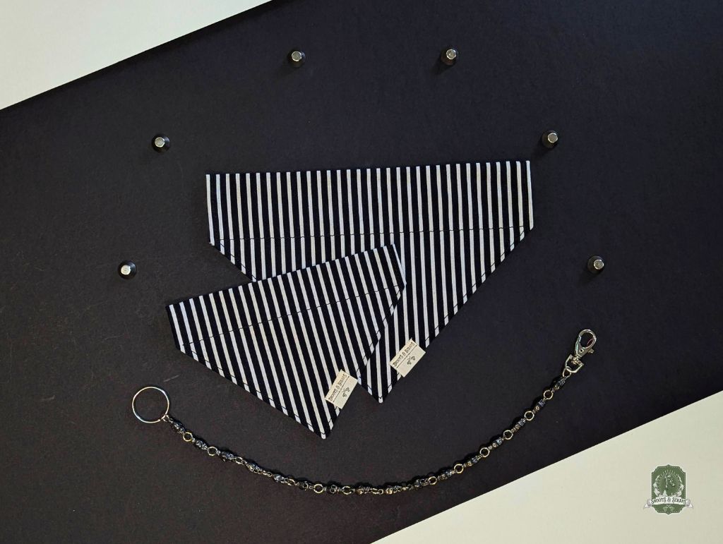 Jack Skelly | Black & White Stripes | Slide On Collar Bandana
