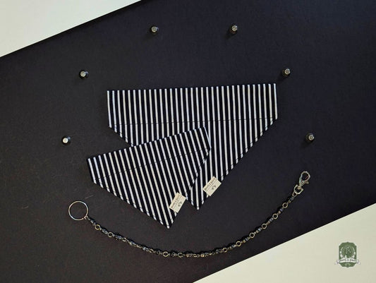 Jack Skelly | Black & White Stripes | Slide On Collar Bandana