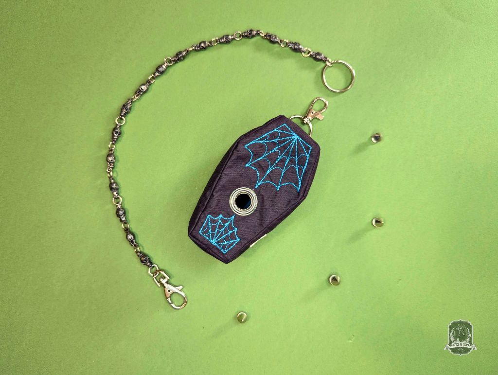 The Coffin | Black with Blue Spiderwebs | Poo Bag Holder