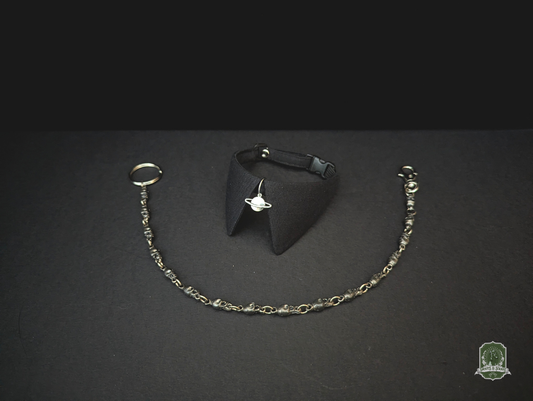 Black with Silver Planet Charm | Cat Collar with Charm