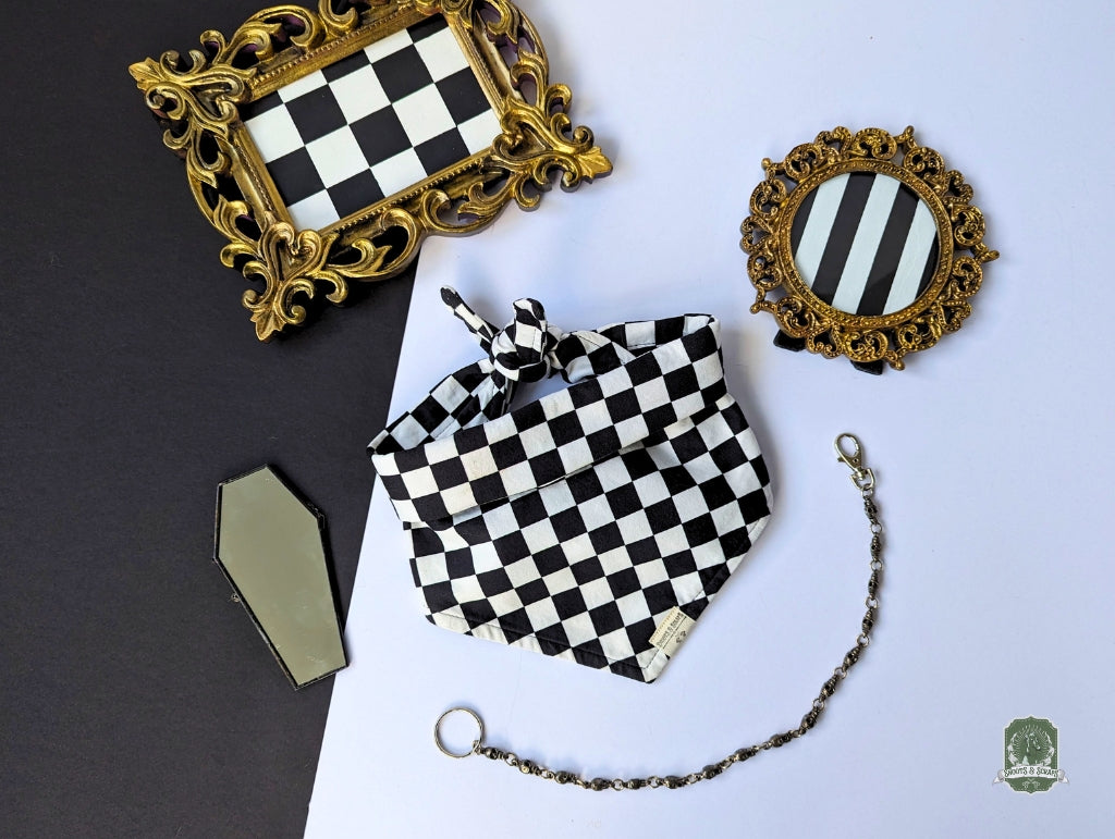 Black & White Checkered | Tie On Bandana