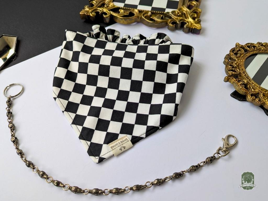 Black & White Checkered | Elastic Dog Bandana
