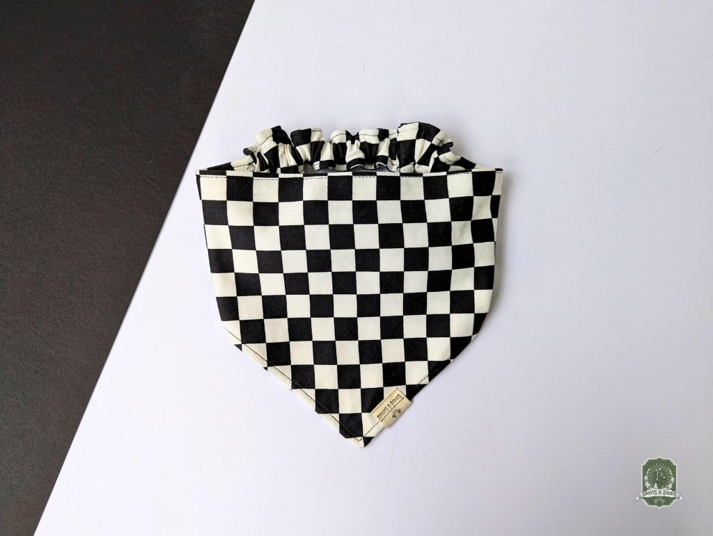Black & White Checkered | Elastic Dog Bandana