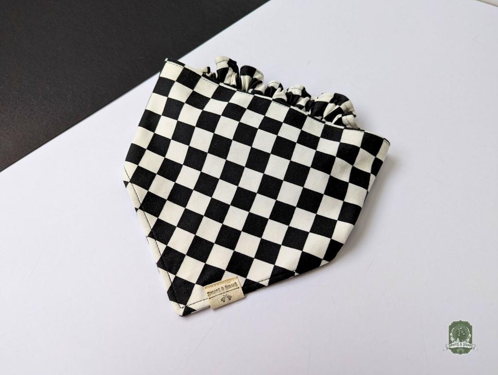 Black & White Checkered | Elastic Dog Bandana