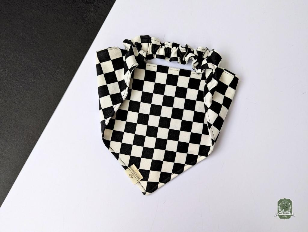 Black & White Checkered | Elastic Dog Bandana