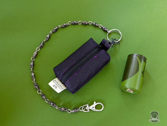 Mini | Poo Bag Holder | Black with Violet Spiderwebs