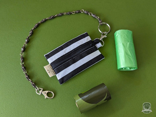 Flat | Poo Bag Holder | Black & White Stripes