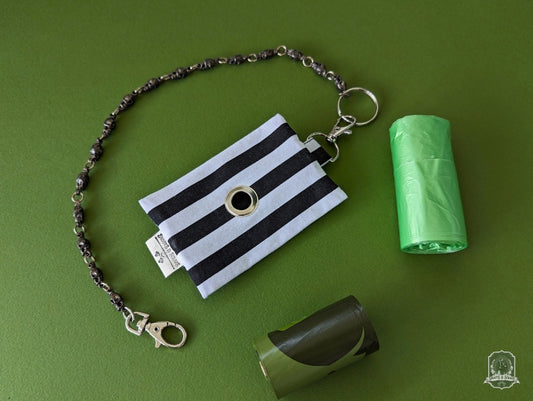 Flat | Poo Bag Holder | Black & White Stripes
