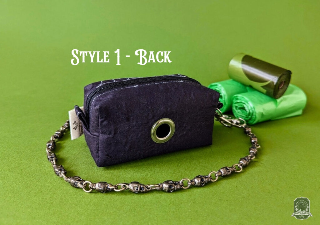 Deluxe | Poo Bag Holder | Black with White Spiderwebs