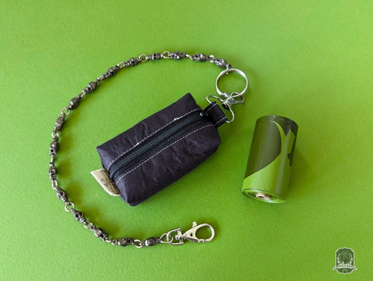 Mini | Poo Bag Holder | Black with White Spiderwebs