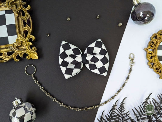 Black & White Checkered Diamonds | Pet Bow Tie