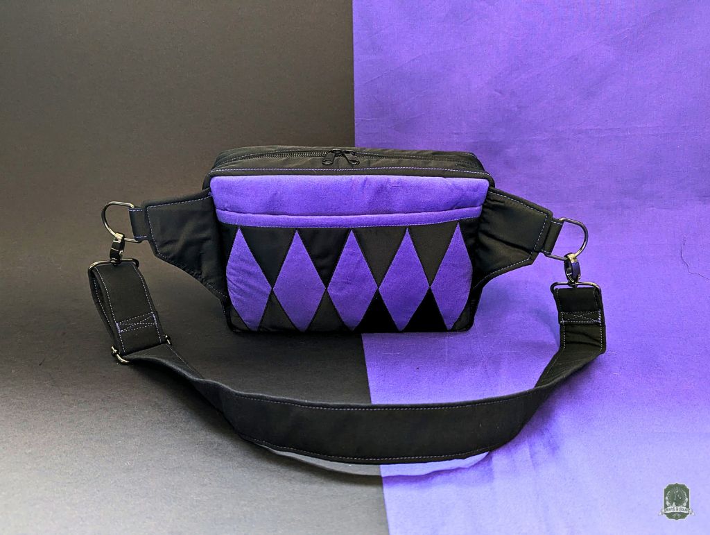 Snoots On The Go | Upcycled Dog Walking Bag | EPP Purple Diamonds