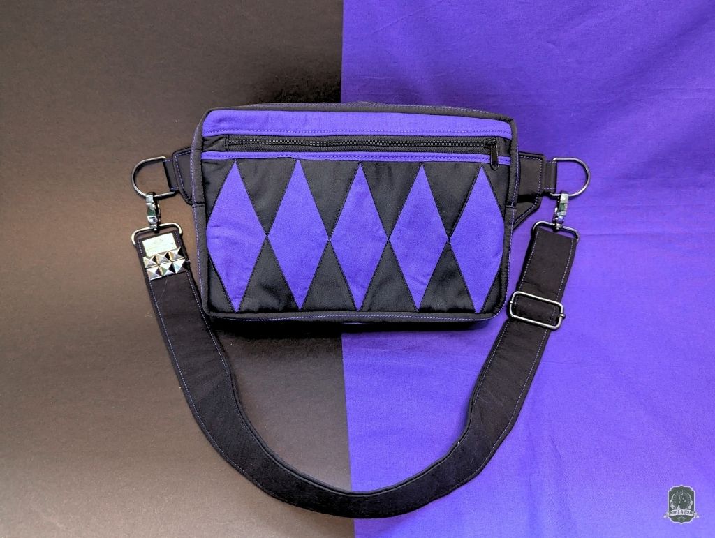 Snoots On The Go | Upcycled Dog Walking Bag | EPP Purple Diamonds