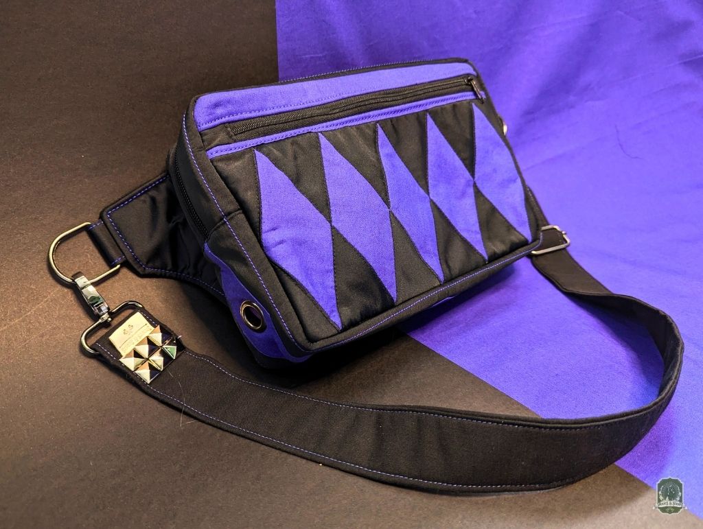 Snoots On The Go | Upcycled Dog Walking Bag | EPP Purple Diamonds