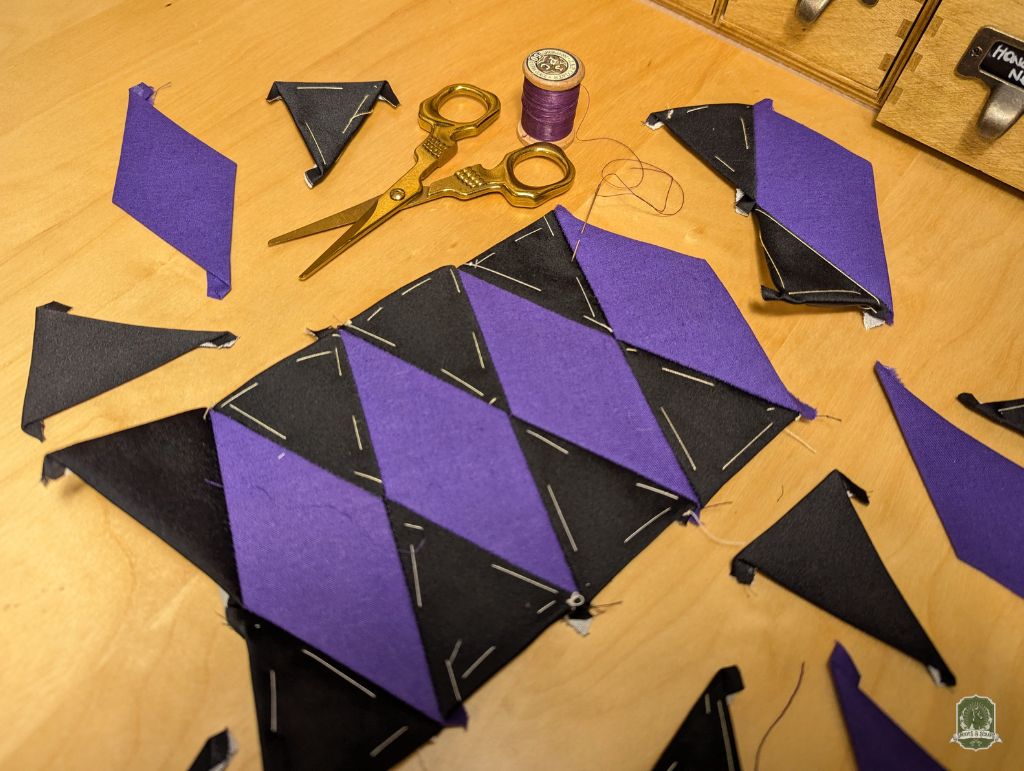 Snoots On The Go | Upcycled Dog Walking Bag | EPP Purple Diamonds