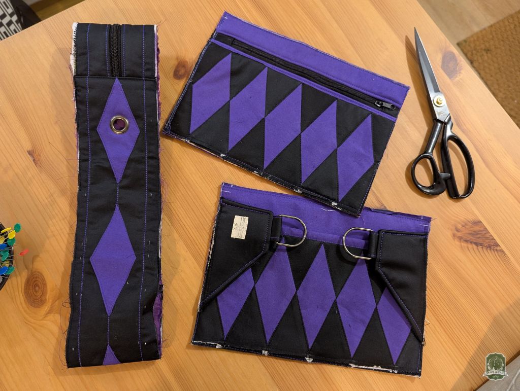 Snoots On The Go | Upcycled Dog Walking Bag | EPP Purple Diamonds