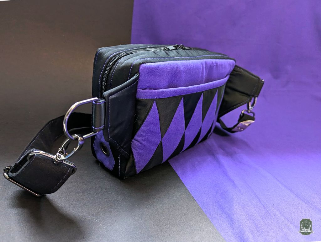 Snoots On The Go | Upcycled Dog Walking Bag | EPP Purple Diamonds