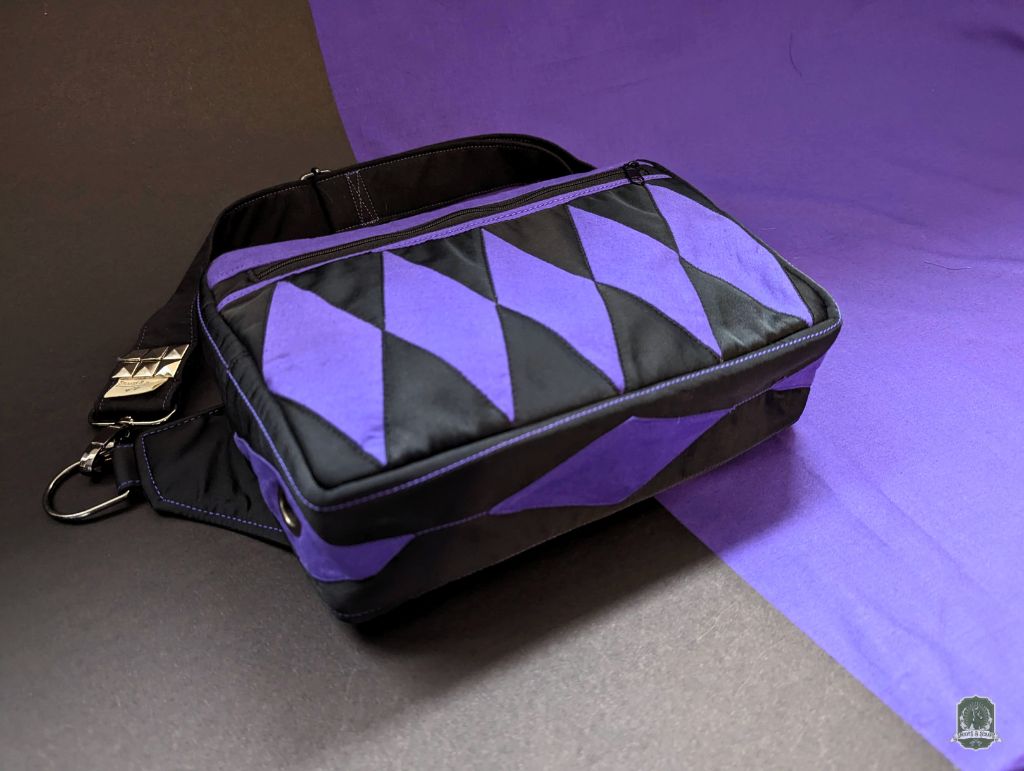 Snoots On The Go | Upcycled Dog Walking Bag | EPP Purple Diamonds