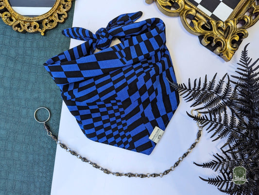 Blue & Black Funky Checkered | Tie On Bandana