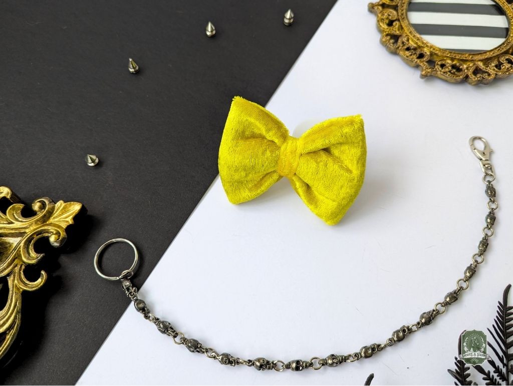 Golden Velvet Bundle | Elastic Dog Bandana + Bow Tie + Free Hair Scrunchie