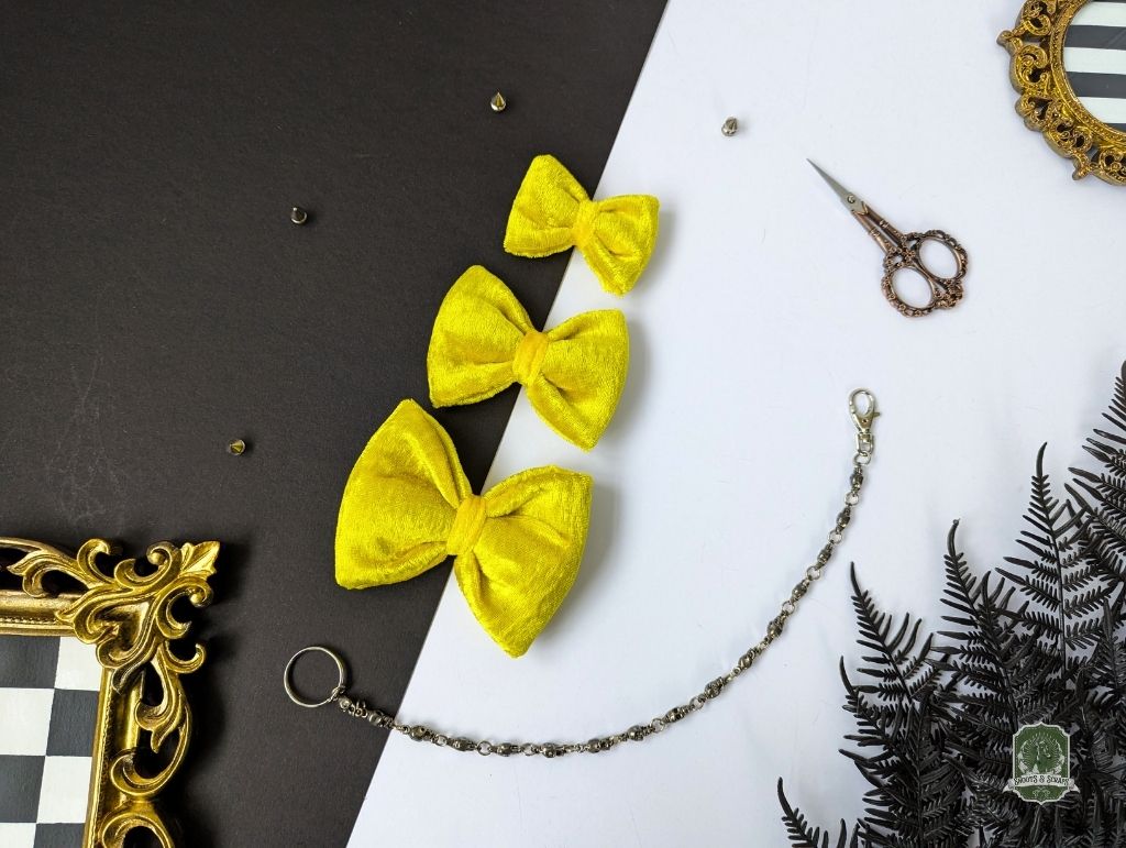 Golden Velvet Bundle | Elastic Dog Bandana + Bow Tie + Free Hair Scrunchie