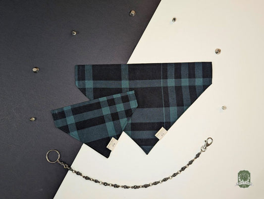 Green & Black Tartan | Slide On Dog Bandana