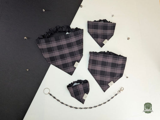 Grey & Black Tartan | Elastic Dog Bandana
