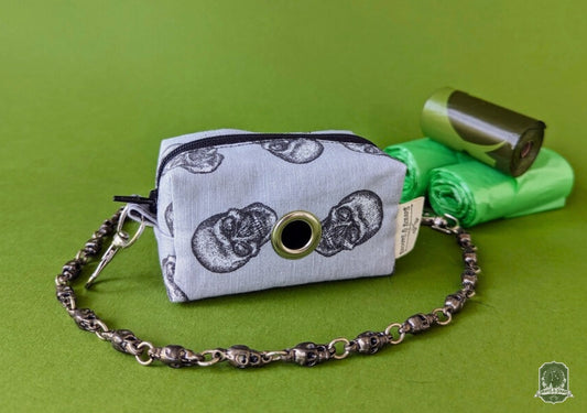 Deluxe | Poo Bag Holder | Grey Skulls