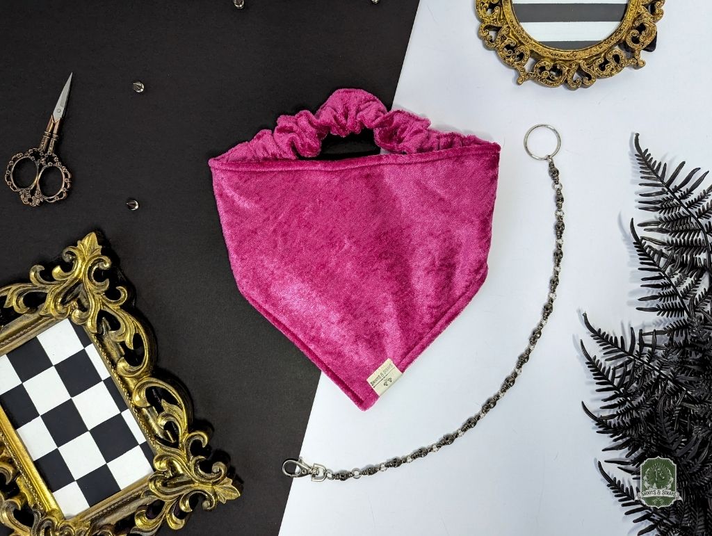 Hot Pink Velvet | Elastic Dog Bandana