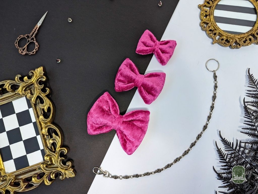 Hot Pink Velvet Bundle | Elastic Dog Bandana + Bow Tie + Free Hair Scrunchie
