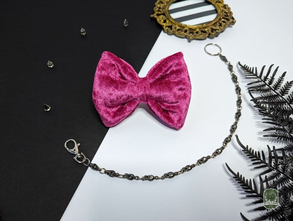 Hot Pink Velvet Bundle | Elastic Dog Bandana + Bow Tie + Free Hair Scrunchie