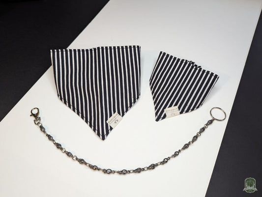 Jack Skelly | Black & White Stripes | Elastic Dog Bandana