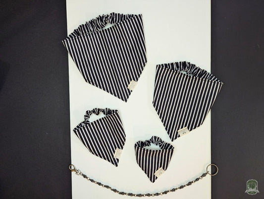 Jack Skelly | Black & White Stripes | Elastic Dog Bandana