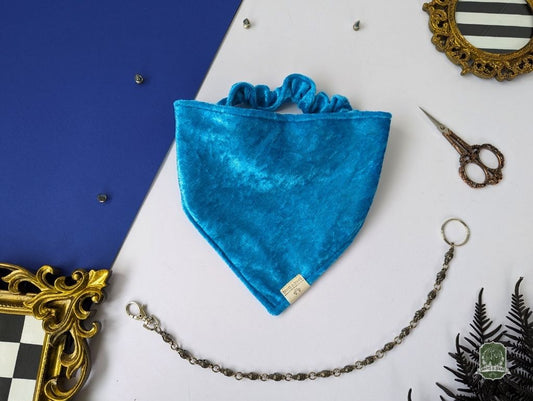 Ice Blue Velvet | Elastic Dog Bandana