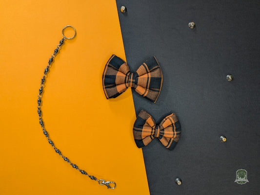 Orange Tartan Check | Pet Bow Tie