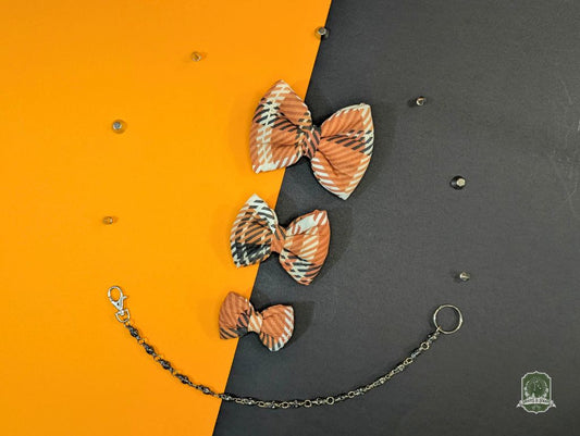 Orange, White & Black Tartan | Pet Bow Tie