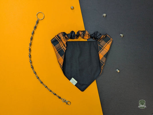 Orange Tartan Check | Elastic Dog Bandana