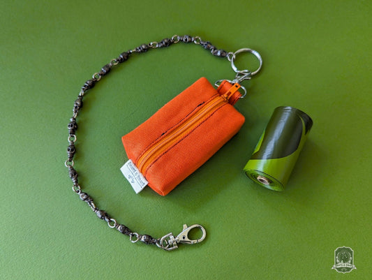 Mini | Poo Bag Holder | Orange with Black Spiderwebs