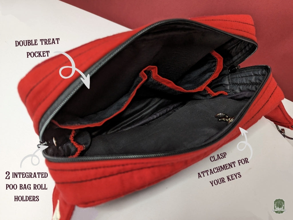 Snoots On The Go | Upcycled Dog Walking Bag | Paramore Red Band Tee